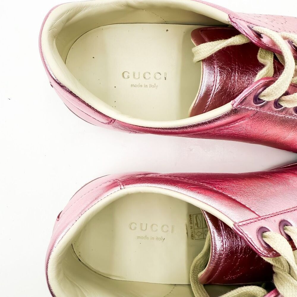 Gucci Ace GG Metallic Pink Sneakers Trainers EU 37 US 7 - Picture 11 of 12